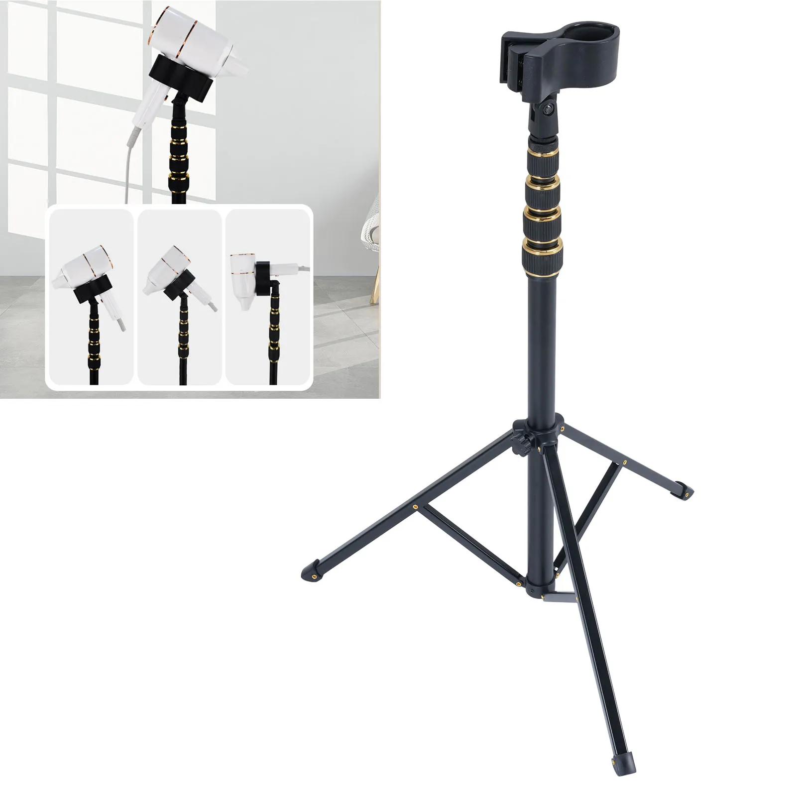

Hair Dryer Stand Floor Hair Dryer Rack 23.62-76.77 Inch Adjustable Floor Blow Dryer Holder with Tripod Clip Bag for Home Salons