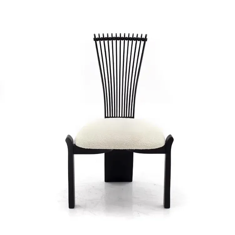 Customized Casual Medieval Dining Chair, Household Solid Wood Soft Bag Backrest Chair, Designer Fan Chair, Light Luxury Creative