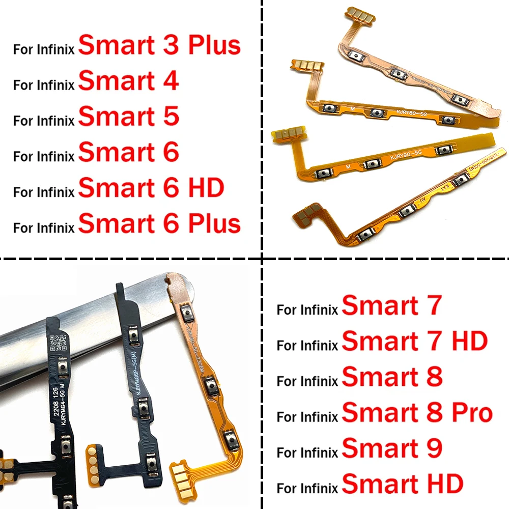 New Power on off Volume Key Button Flex Cable Ribbon For infinix Smart 3 4 5 6 7 8 9 Pro HD Plus X612 X627 X6511 X6517 X6516