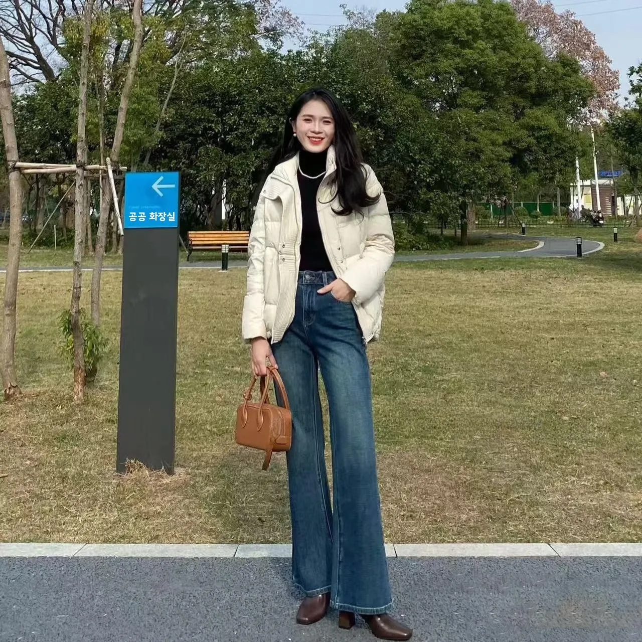 슬림핏 출퇴근용 하이웨이스트 스트레치 마이크로 플레어 진 YKK 지퍼 360 °   4면 스트레치 여성용 겨울 데님