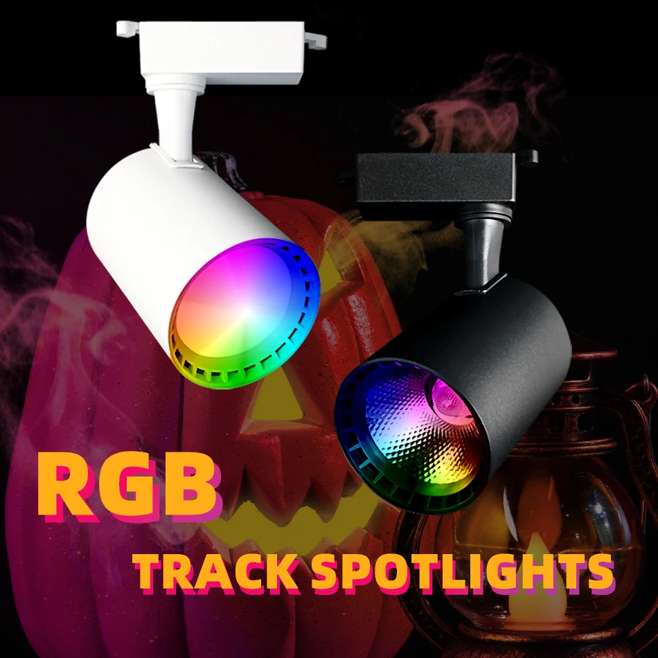 RGB 16 Colors Stage LED Track Lights Logo Projector Ceiling Spotlights Picture Gallery Theater Rail Lighting Fixture 110V 220V