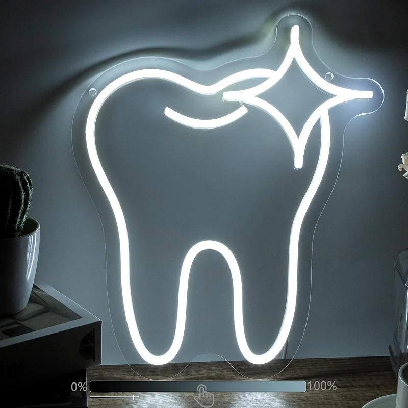 Neonowy znak świetlny zębów LED dentysta klinika wyprzedaż sklepowych okien drzwi wiszące na ścianę Flex przezroczysta akrylowa dekoracja biznesowa