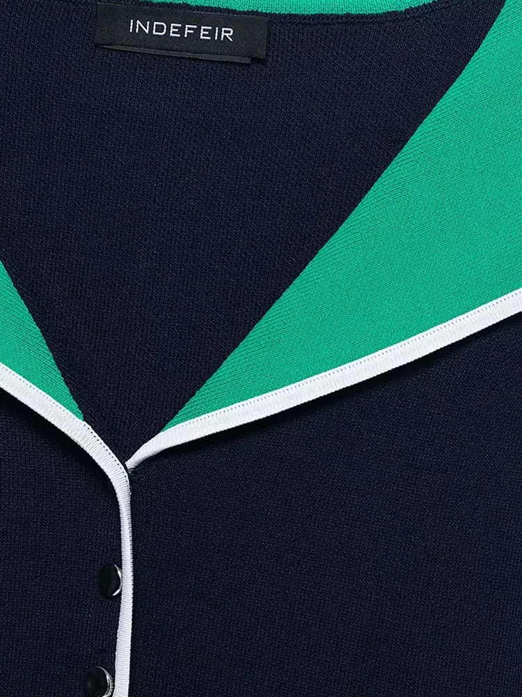 Women's New Fashion Short Cardigan Contrast Design Short Sleeve Knitted Tops For Women Single Breasted Knitted Cardiga