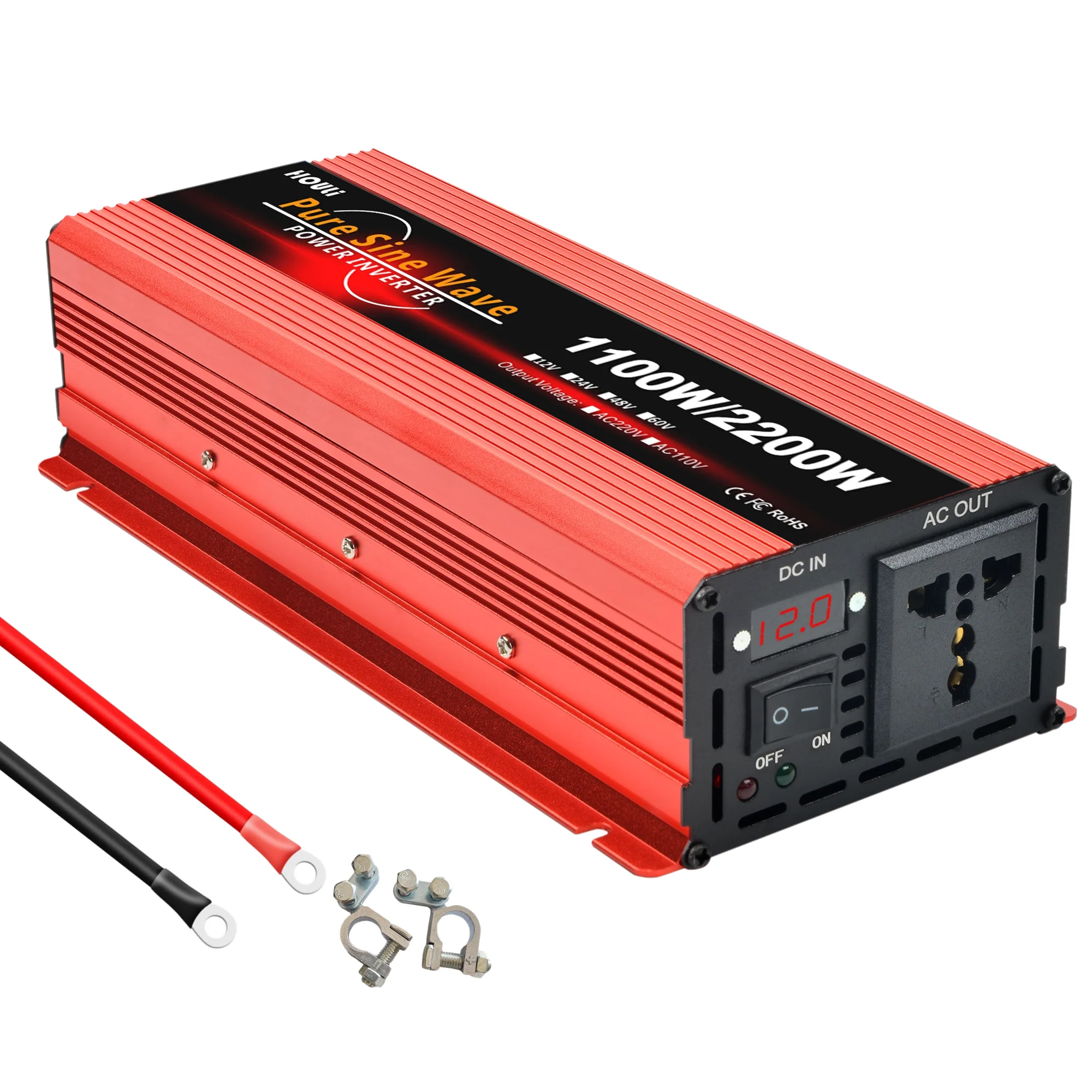 

Pure Sine Wave Inverter 12V 24V 48V 220V dc to ac converter 2000W Inverter Home Car Power Generator Inverter