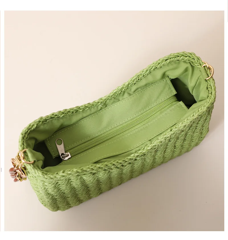 Straw Woven Bag for Women: Solid-Color Shoulder Bag for Beach Vacations Soft, Durable, and Spacious Tote Bag - view 5