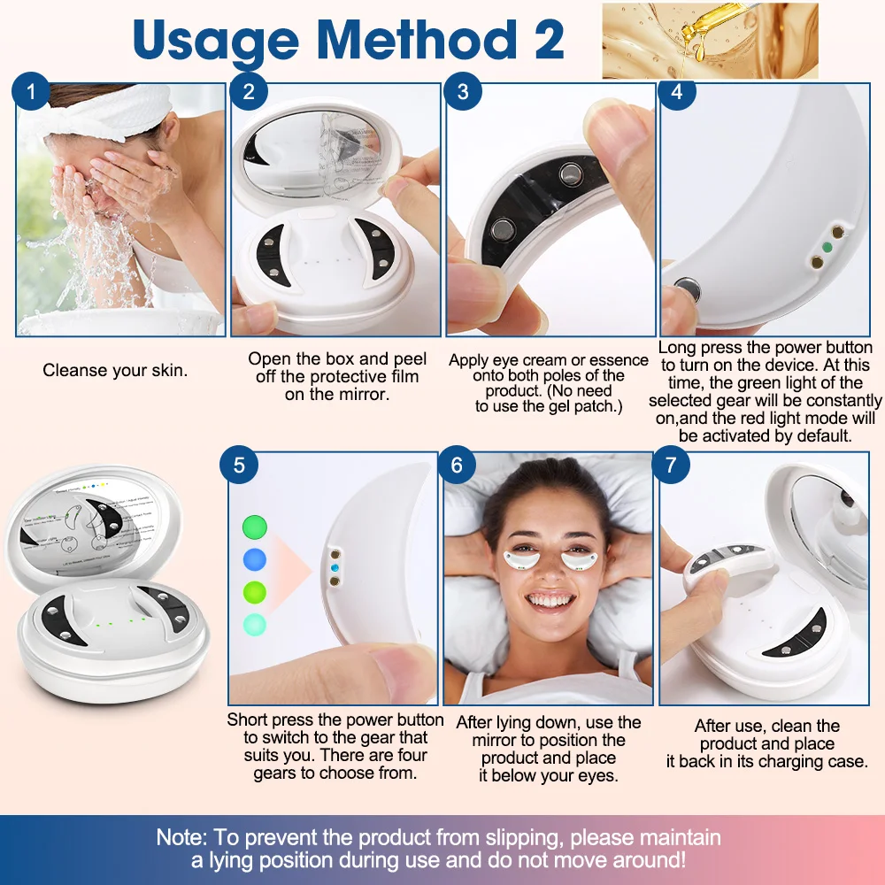 Red Light Under-Eye Patches with Gentle Pulses, 2-Pack Eye Care Device with Charging Case, 660nm 12 LEDs, 3 Levels 10-Min Timer, White