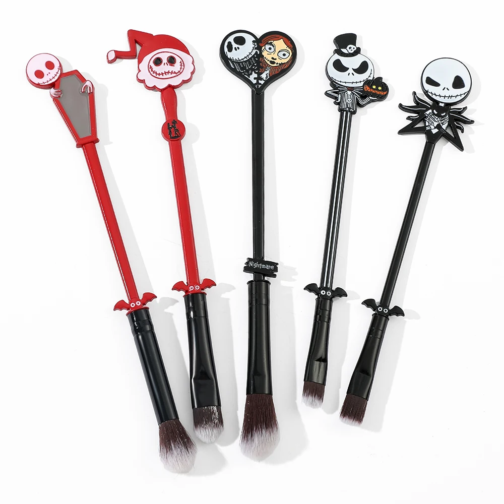 5pcs/Lot Movie The Nightmare Before Christmas Makeup Brushes Jack Skellington Skull Cosplay Props Beauty Tool