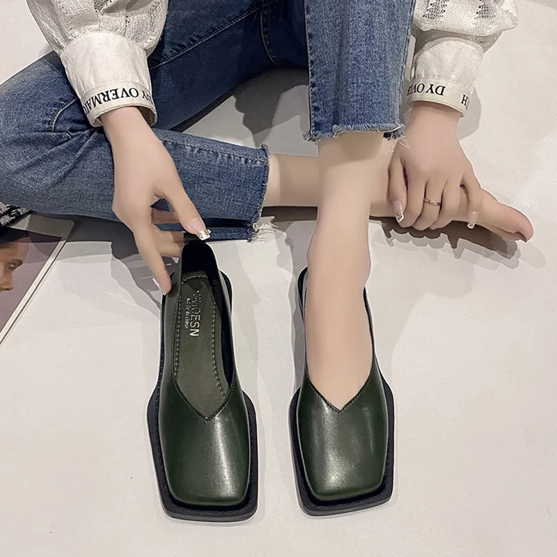 Women Shoes Autumn Oxfords Black Flats Square Toe British Style Casual Female Sneakers Ladies\' Footwear Clogs Platform Shallow M