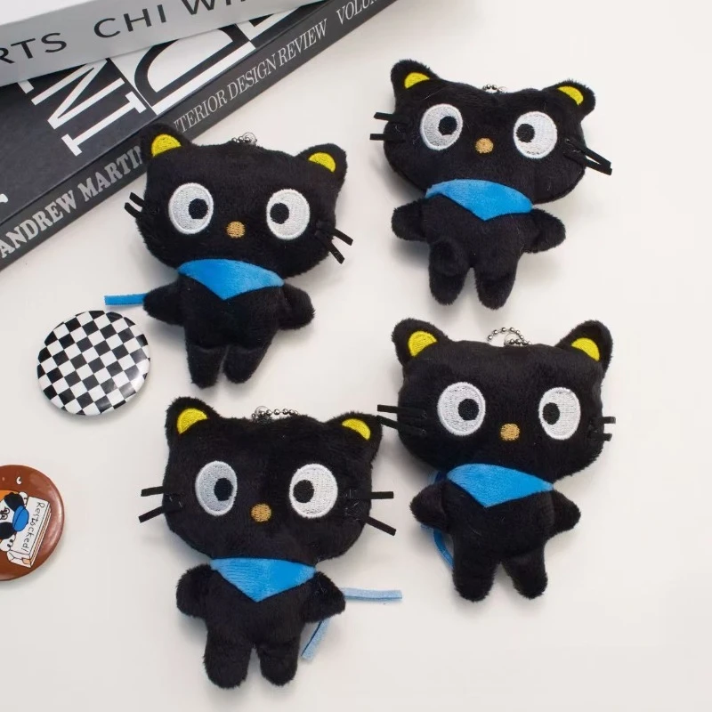 Chococat أفخم المفاتيح Kawaii القط الأسود لينة أفخم حقيبة سحر لطيف على ظهره محفظة مفتاح حامل الديكور للفتيات النساء الهدايا