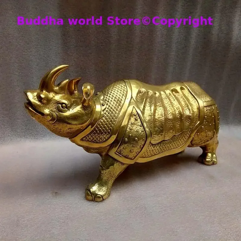 Large TOP COOL home Company lobby efficacious Talisman Money Drawing good luck gold Rhinoceros copper art statue