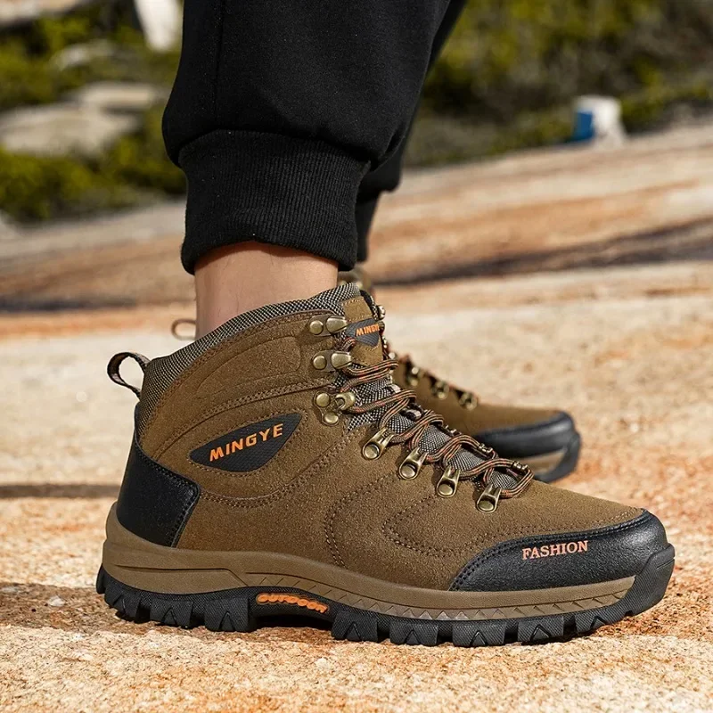 

Мужская походная обувь, уличная дышащая удобная нескользящая мужская обувь со средним верхом и толстой подошвой, повседневная спортивная обувь на плоской подошве со шнуровкой