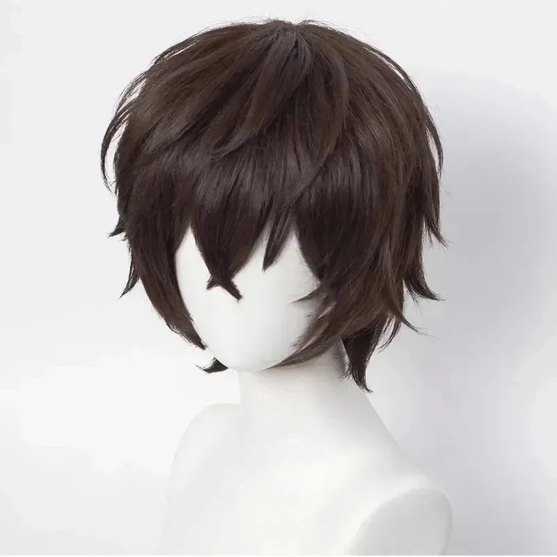 AIAI 2025High Quality Dazai Osamu Wig Anime Bungo Stray Dogs Cosplay Short Brown Heat Resistant Synthetic Hair Wigs