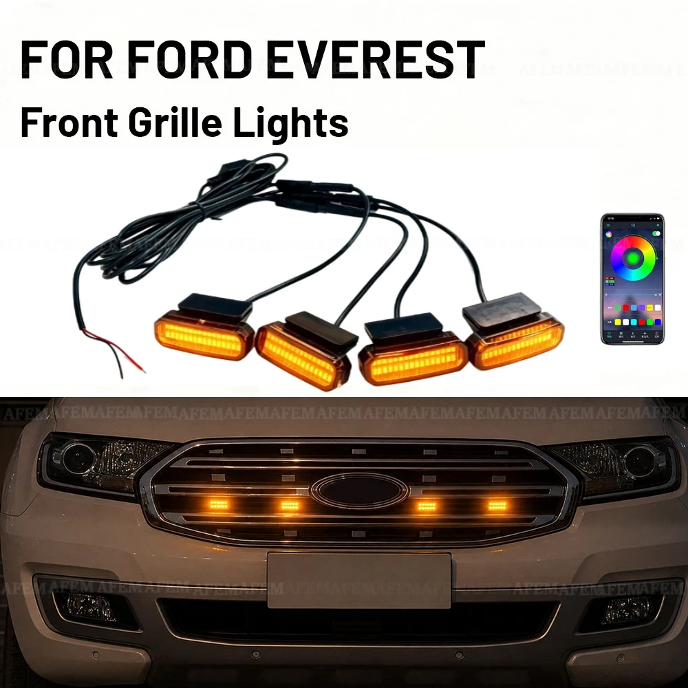 LED Front Grille Light FOR FORD EVEREST Car 12V Daytime Running Light Wheel Eyebrow Lamp For Pickup Offroad