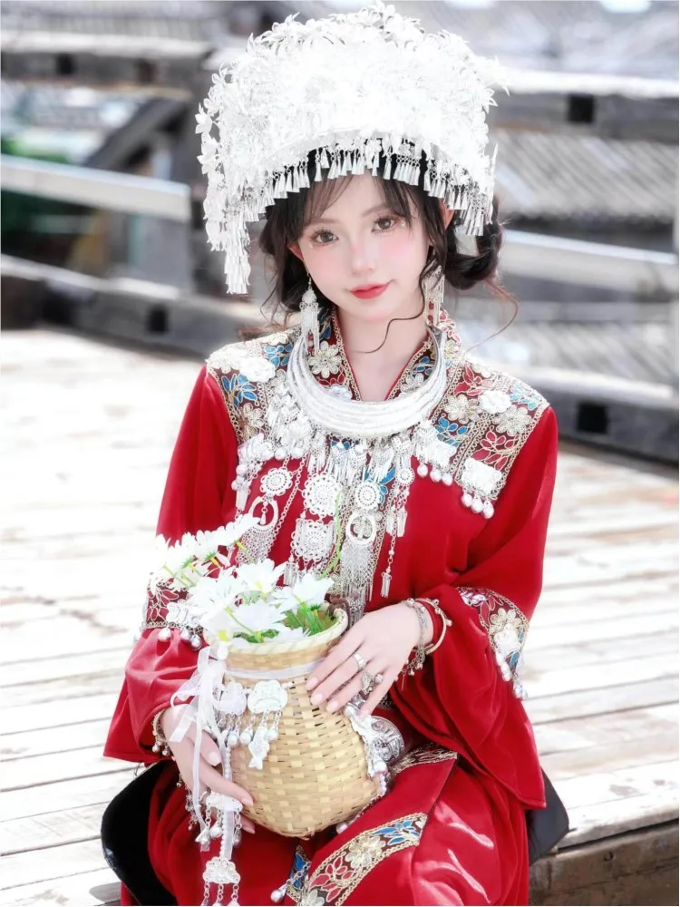 

Ethnic costume red clothing exotic travel photography and portrait set