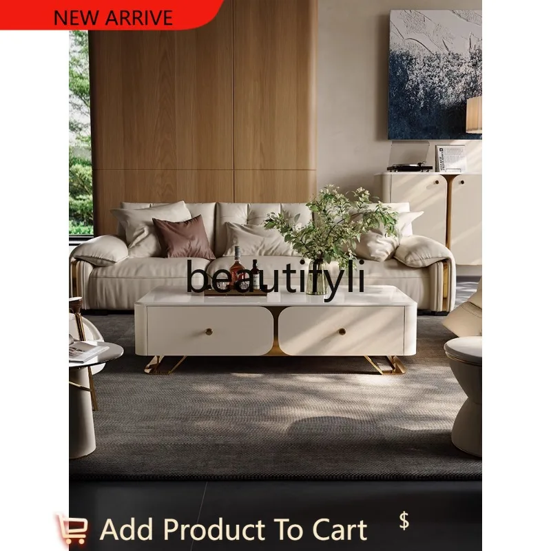 

Natural luxury stone coffee table Light luxury home living room High-end rectangular designer coffee table G1218