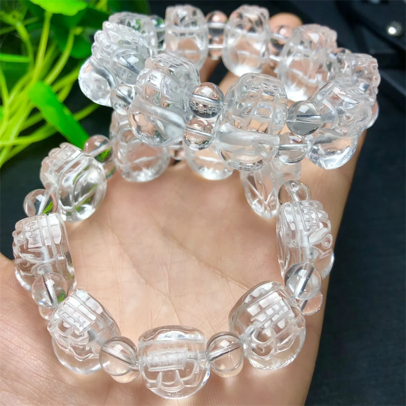 Natural Clear Quartz Pixiu Bangle Women Fashion Charm Crystal Healing Energy Gemstone Yoga Jewelry Gift 1PCS 18-20MM