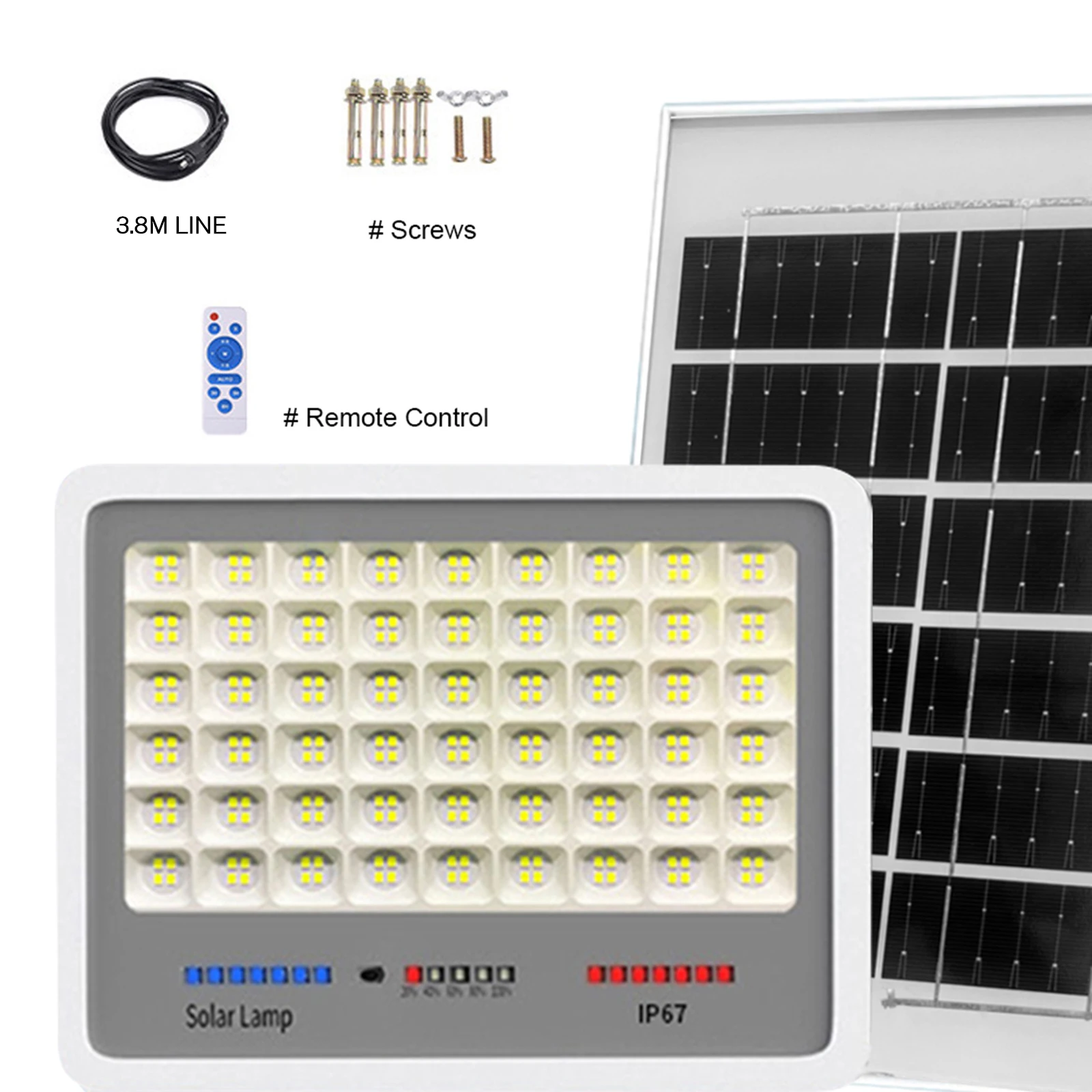 

Solar Powered LED Street Light Auto-On Outdoor Wall Floodlight Multi Modes Outdoor Wall Lamp Remote Control for Garden Courtyard