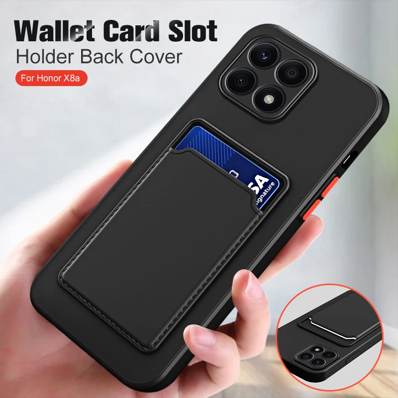 Candy Card Slot Wallet Silicone Soft Back Cover For HonorX8a Honor X8a 4G Case Honar Honer X8a X 8a X8 a 4G Camera Protect Funda