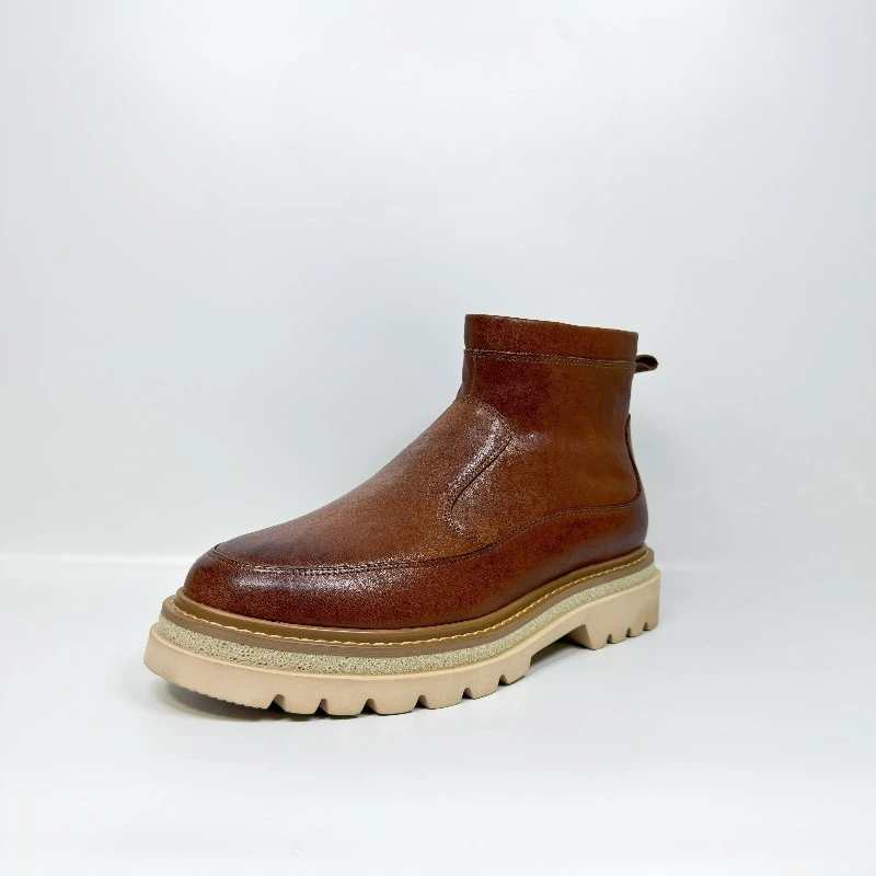 

British Style Fashion Genuine Leather Ankle Boots Men's Shoes Thick Sole Casual High End Outdoor Work Hiking Chelsea Boots Male