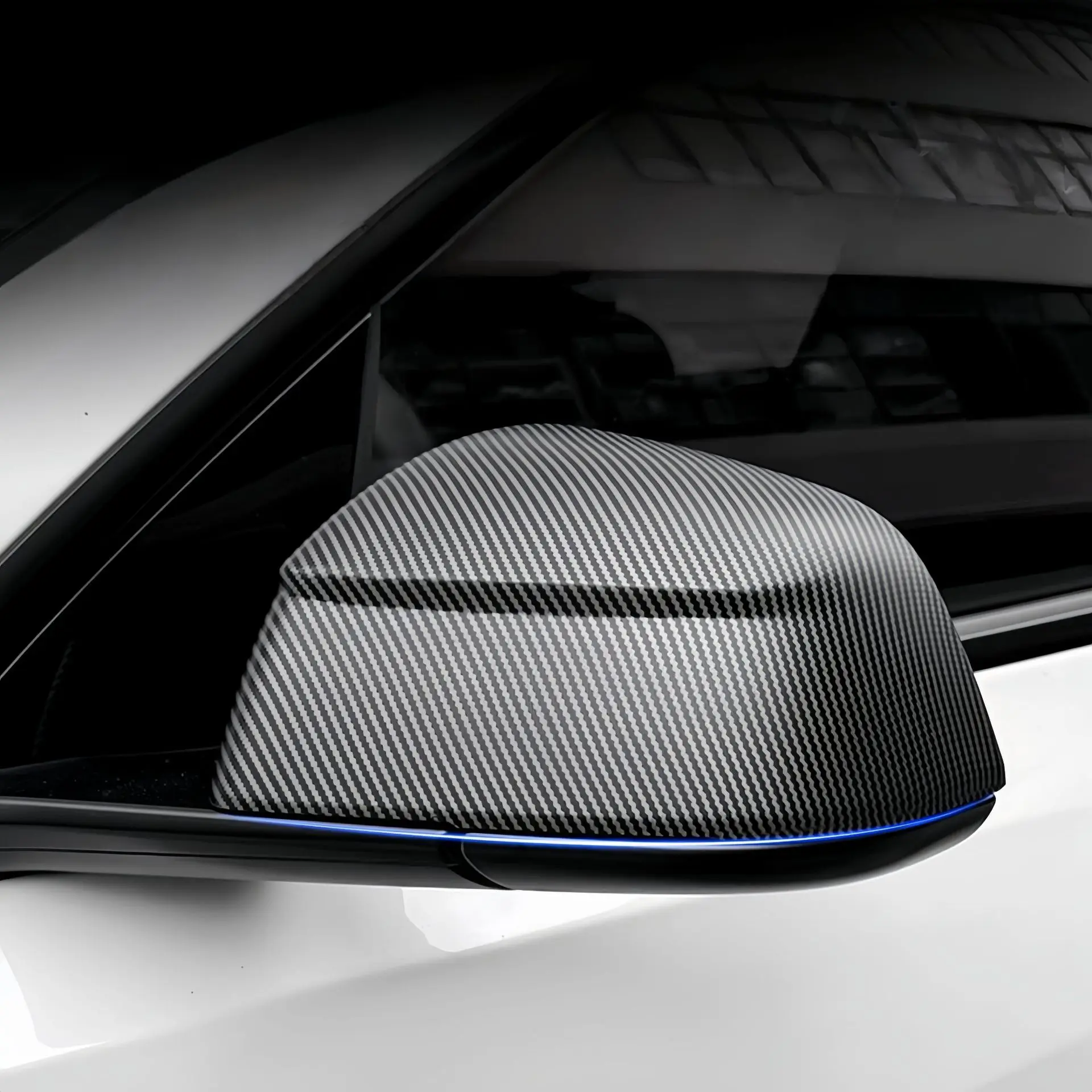 For Tesla Model Y Juniper/YL 2025-2027 Carbon Fiber Look Rearview Mirror Cover Scratch-Resistant Protective Accessory view 5
