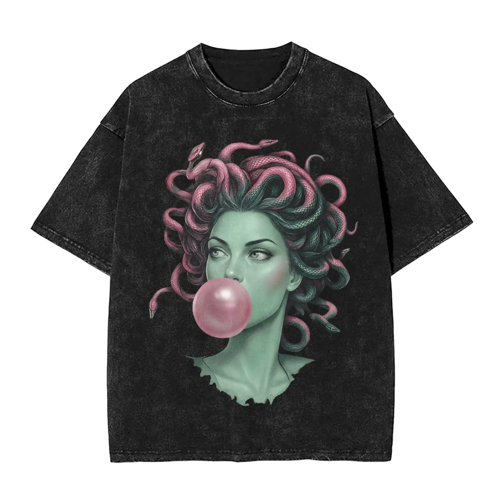 Men's T-Shirt Medusa Bubblegum Mythological Snake Hair Goddess Feminist  T Shirts Hip Hop  Summer Tees Retro Printed Casual Tops