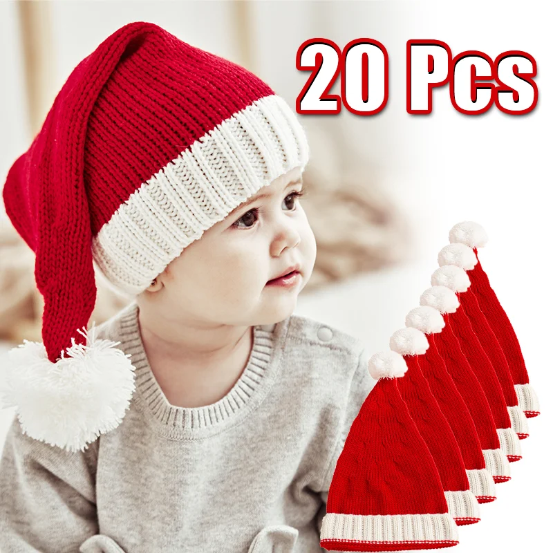 

2024 Knitted Baby Christmas Hat Cute Navidad Hat Pompom Adult Child Soft Beanie Santa Claus Hat New Year Kid Gift Xmas Decorate