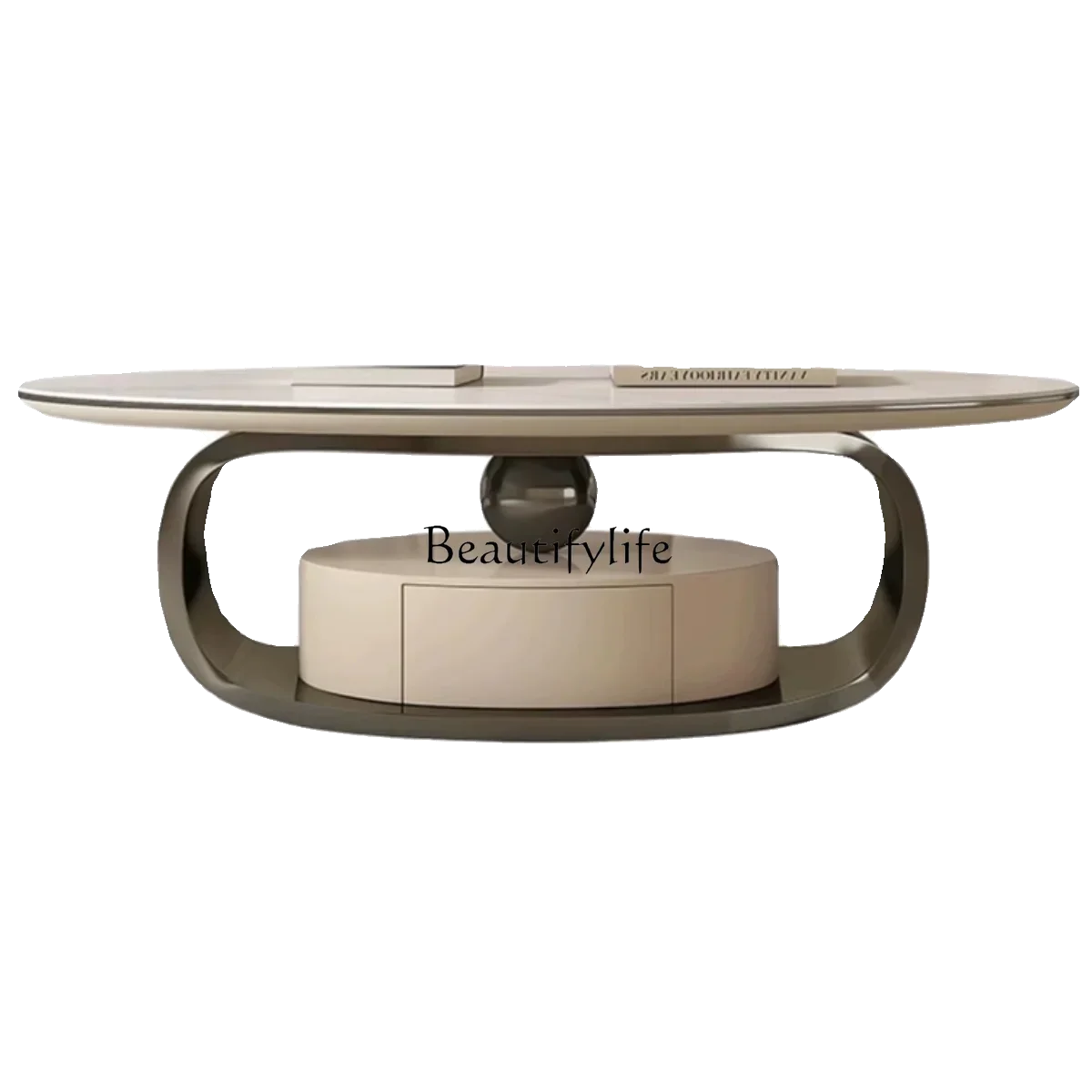 

Italian light luxury rock slab coffee table modern simple oval size designer with edge table