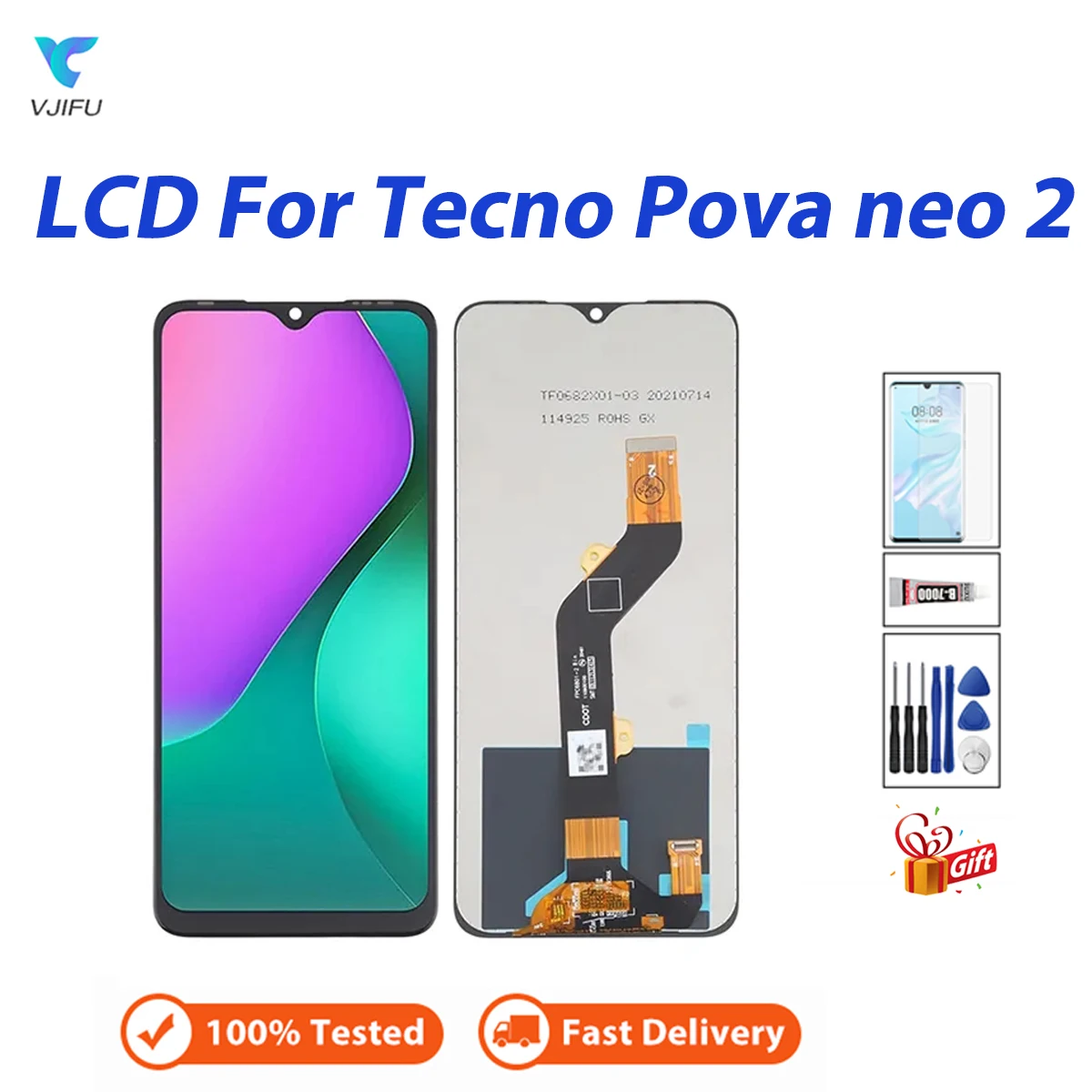 

LCD For Tecno Pova Neo 2 LG6n LCD Display Touch Screen Digitizer Assembly 6.82 inch Panel Replacement with Free Tools Glue