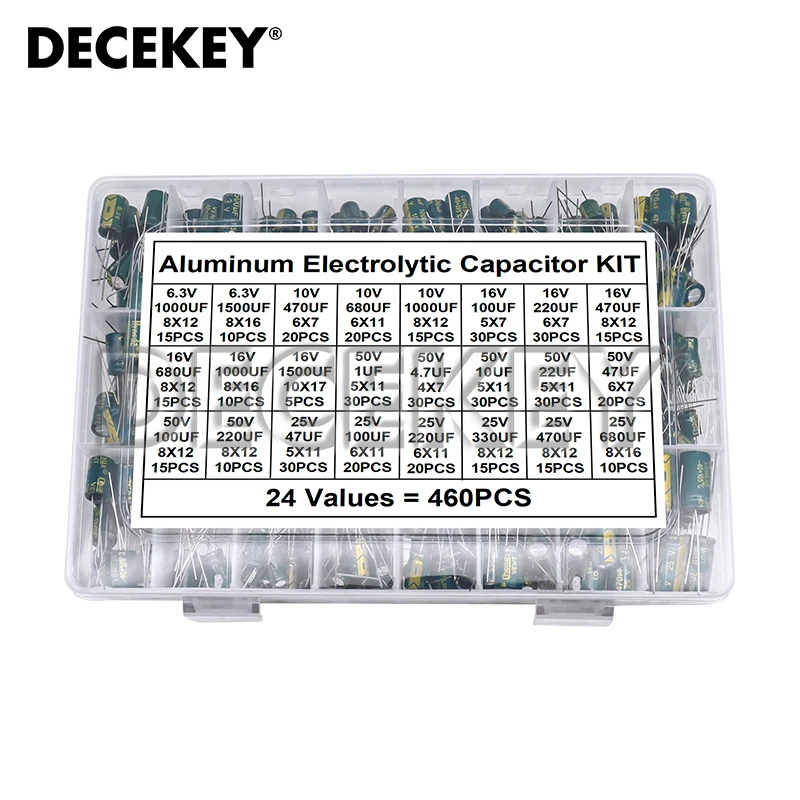 

Набор высокочастотных низкочастотных алюминиевых электролитических конденсаторов ESR 460 В-50 в 1 мкФ-6,3 мкФ, 1500 шт./коробка, набор в ассортименте