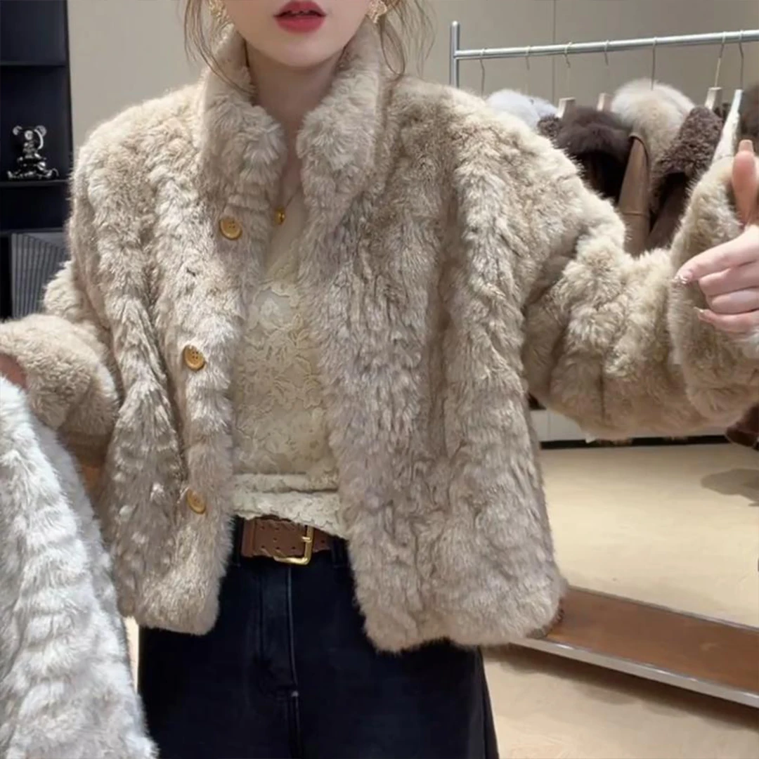 

Thiened ort Fur Jaet Women's Winter Large Size Plump MM Retro Unique Very Attractive Stand Collar Warm Cotton Clothes