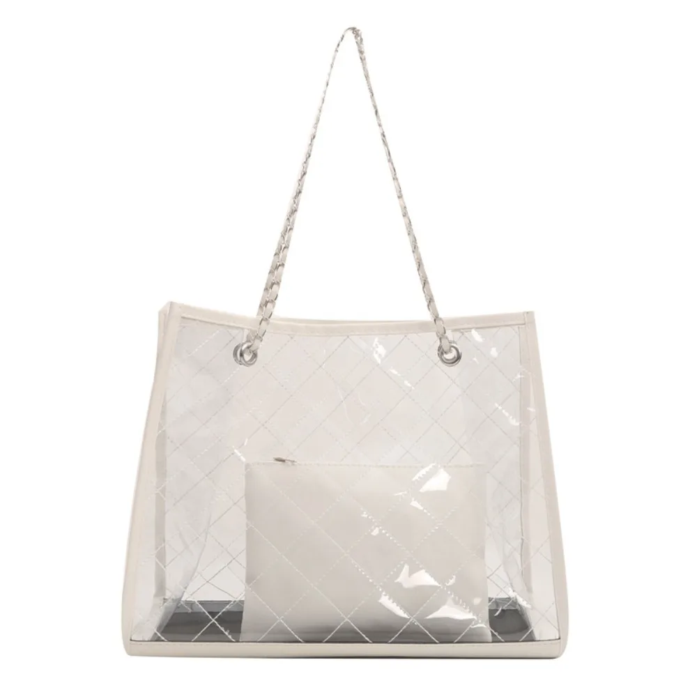 

Large Capacity Transparent Shoulder Bag Korean Style Underarm Bag Waterproof Composite Bag Summer Storage Beach Portable Tote