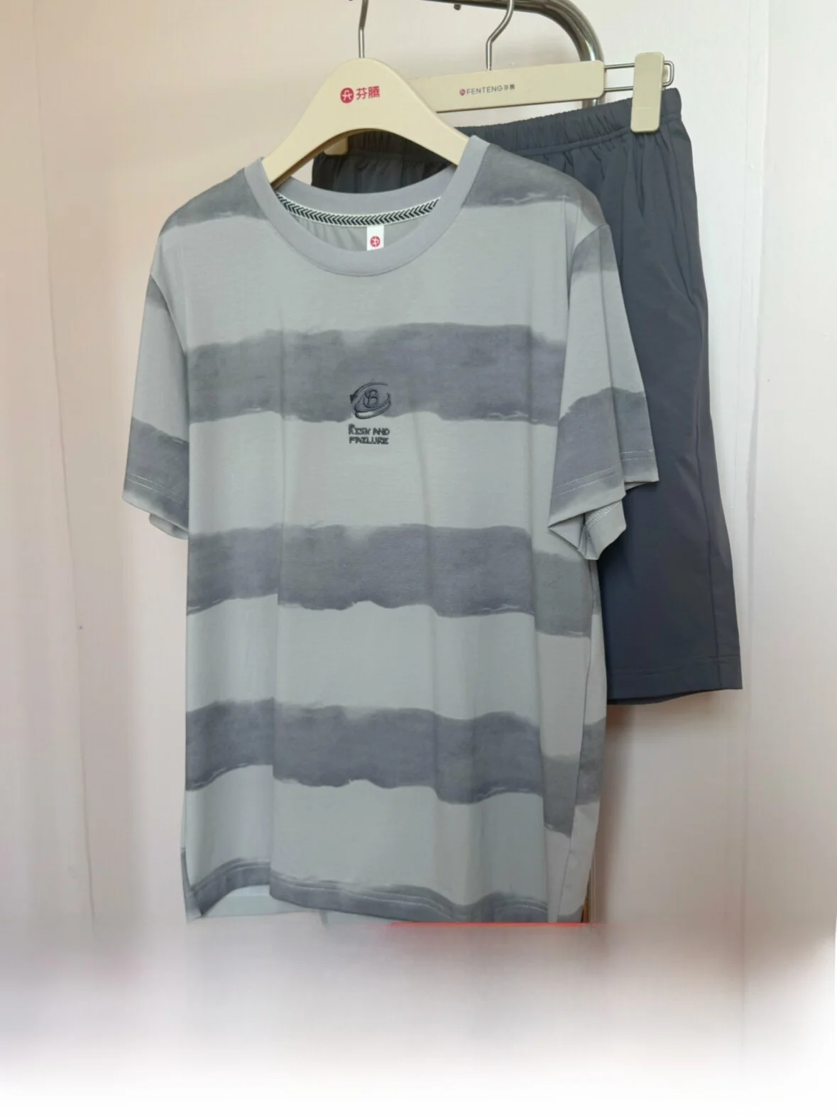 fenteng-men's-summer-cotton-pajamas-short-sleeve-shorts-home-clothes-set-loose-fit-breathable-comfortable-printed-sleepwear