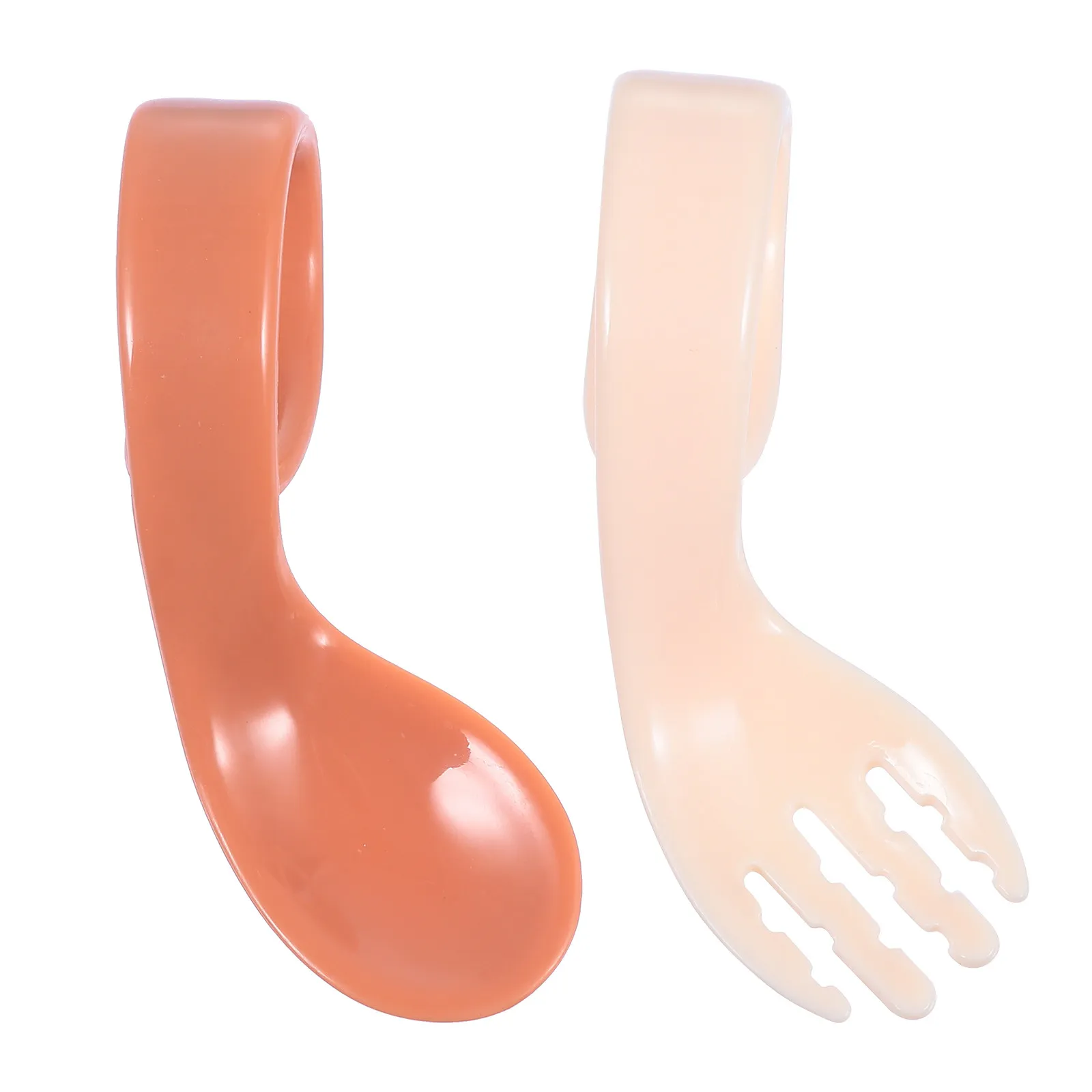 

1Set Infant Feeding Utensil Set Curved Design Easy Grip Spoon Fork for Babies Under 2 Years High Temp Resistant Smooth Surface