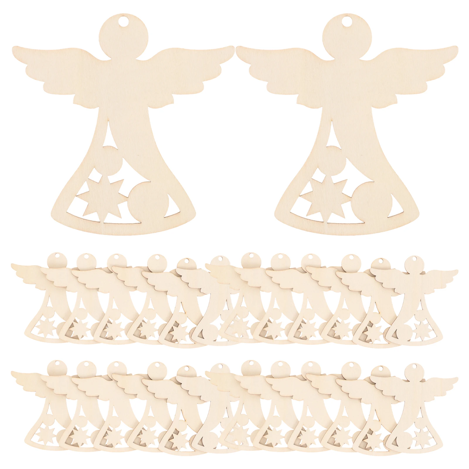 

30Pcs DIY Angel Wooden Chips Cute Shape Unfinished Wood Cutouts for Crafts Painting Festival Decoration Christmas Craft Supplies