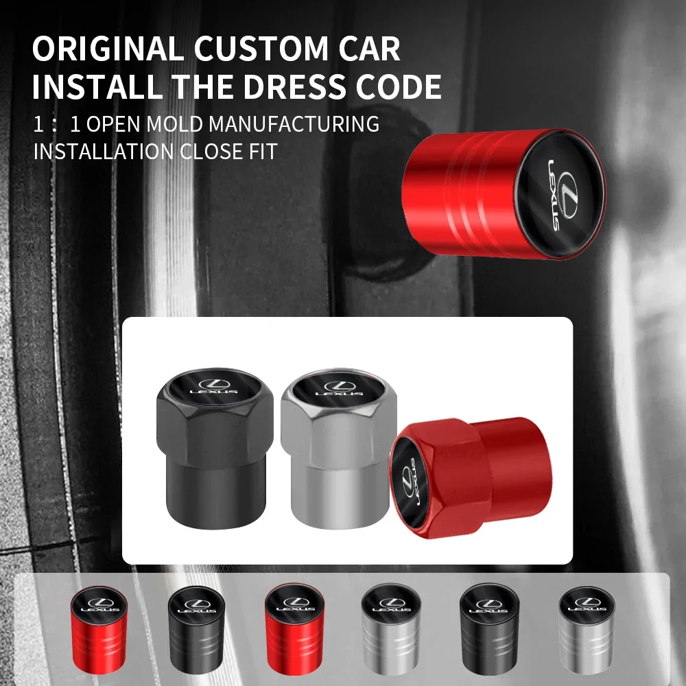 4pcs Car Wheel Tire Valve Caps Stem Case For Lexus ES240 ES250 ES350 IS250 IS300 RX270 GS NX300 RX300 RX350 RX400H SL430 CT200