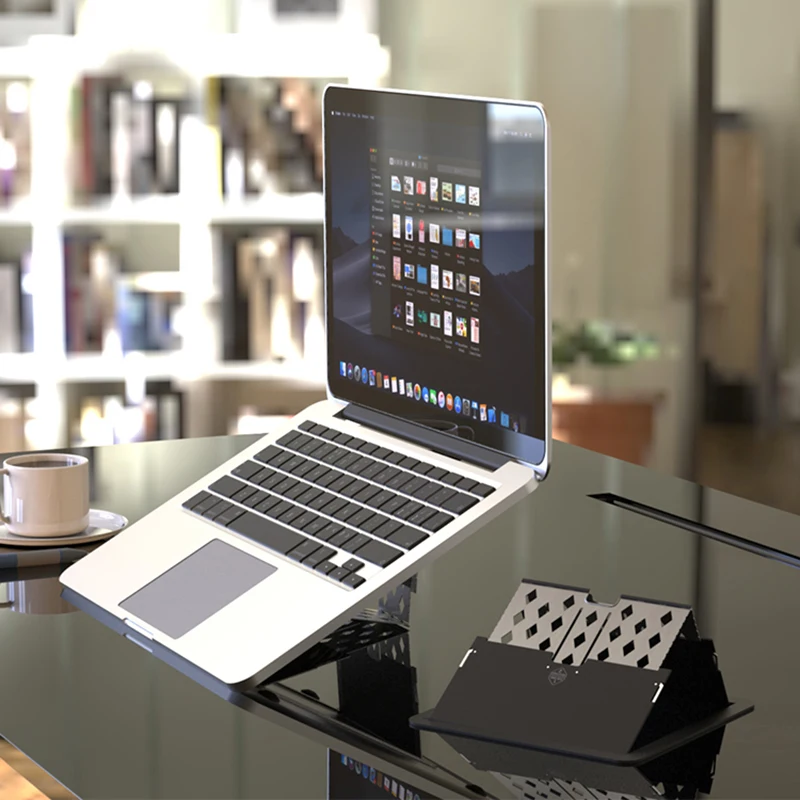 Alloy Metal Laptop Stand Foldable Notebook Tablet Holder Portable Folding Cooling Riser Support Ultra Thin Hide Laptop Bracket