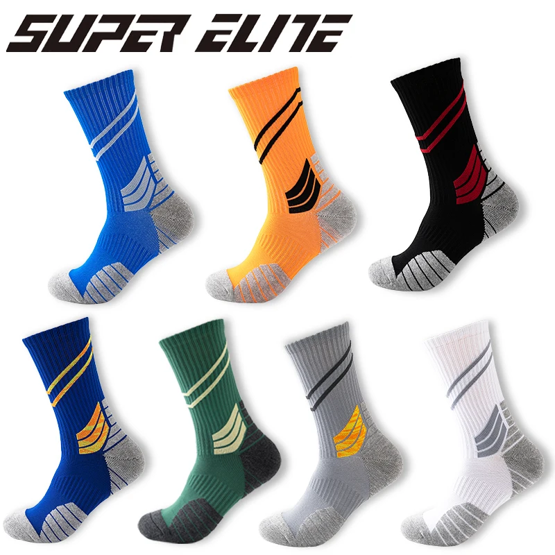 Professional Elite Cycling Socks Mens Thicker Stocking Sweat-Absorbent Basketball Socks Sports Socks Football Skateboard Socks