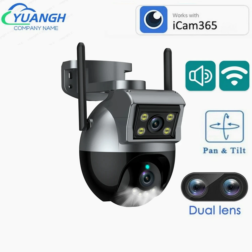 

4MP ICAM365 Dual Lens Outdoor WIFI IP Camera Waterproof Color Night Vision CCTV Speed Dome Wireless Security IP Camera