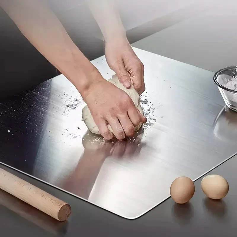 

L-shaped folding chopping board stainless steel double-sided chopping board kitchen household fruit cutting and kneading panel