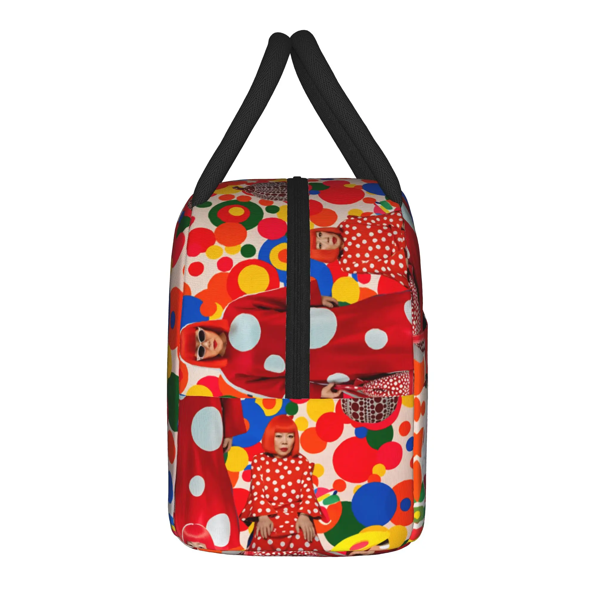 Yayoi Kusama Abstract Face Lunch Bag Japanese Artist Portable Lunch Box Outdoor Picnic Cooler Bag Retro Oxford Tote Food Bags