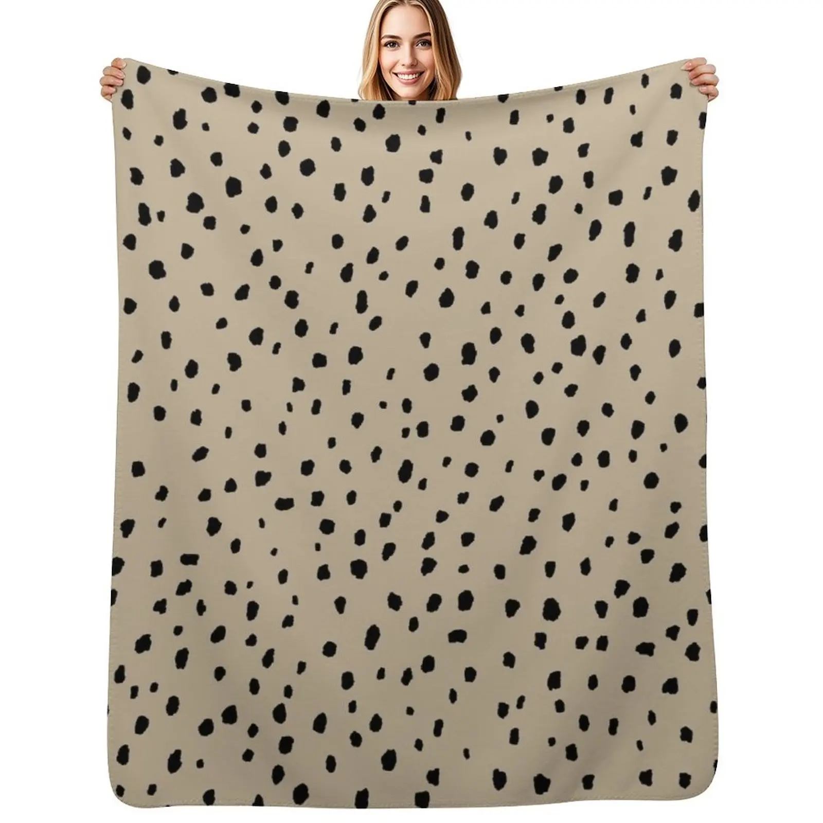 

Speckle Polka Dot Dalmatian Pattern (black/tan) Throw Blanket Blankets For Baby Stuffeds Warm Cute Plaid Blankets