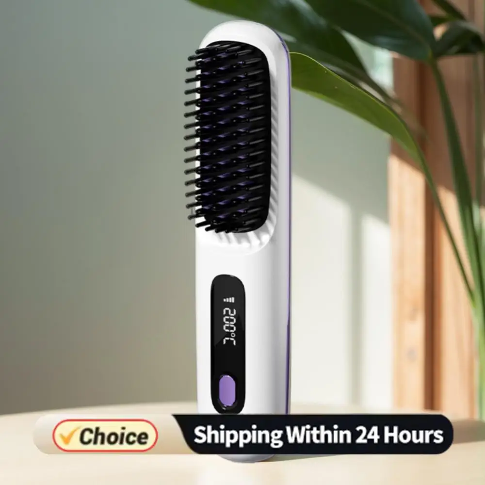 

Smoothing Negative Ion Hair Care Comb 3 Setting Portable Mini Travel Straightener Brush Anti-Scald Ionic Hot Comb Straightener