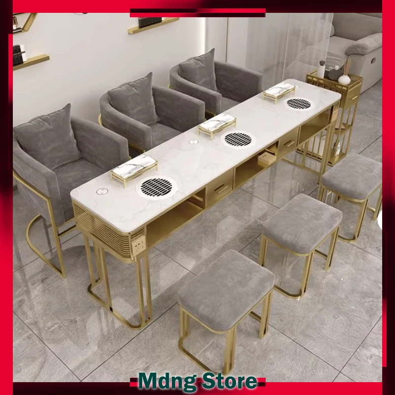 

Gold Collector Nail Table Rechargeable Storage Cleaner Nordic Nail Table Station Polish Mesa Manicurista Furniture Salon