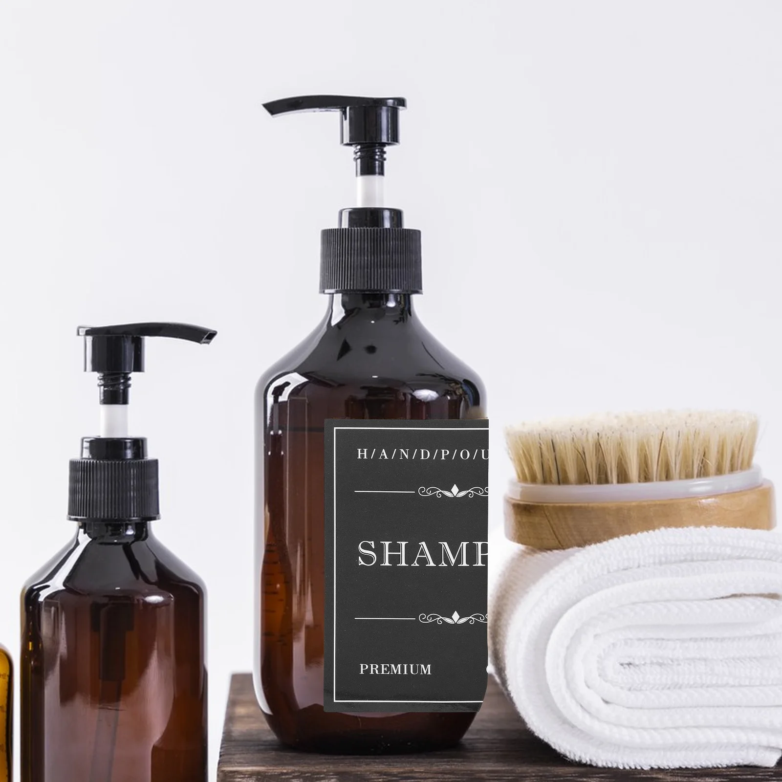 

3 Sets Waterproof Sub Bottle Stickers Labels Bathroom Dispenser Shampoo Bottle Organizer Self-Adhesive Black Peel