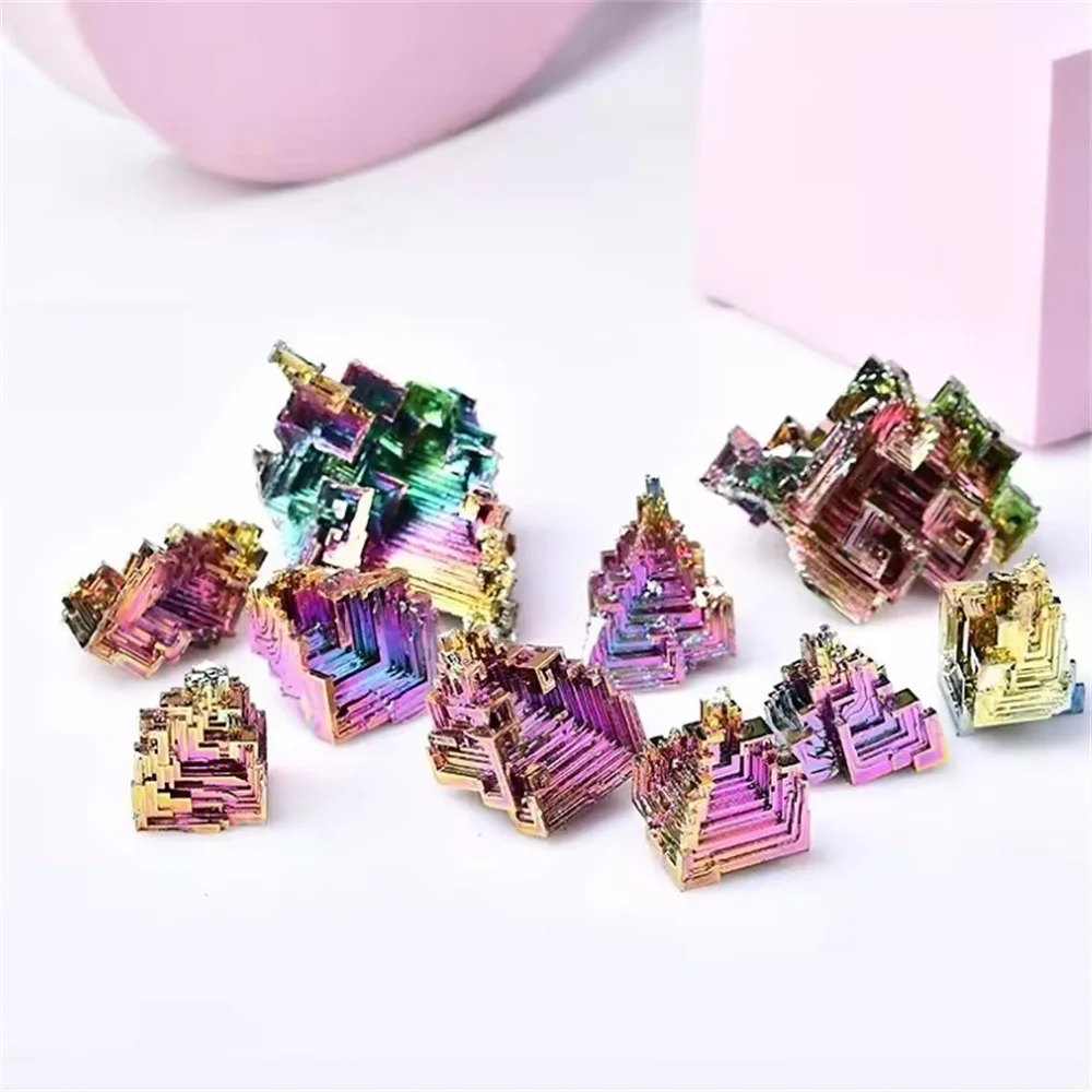 Natural Bismuth Tower Metal Pyramid Stones Mineral  Gemstone Reiki Stone Meditation Collection Home Crystals