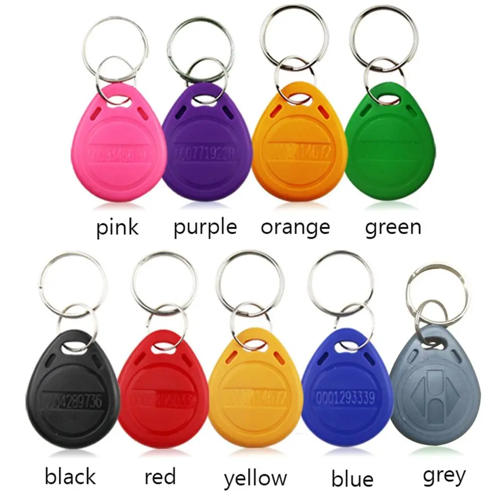 10Pcs 125khz Proximity Chip Access Control Card Key Fob Access Card RFID Tags ID Badge Keyfobs Token Ring