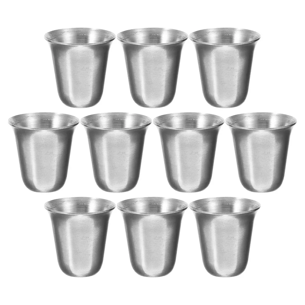 

10pcs Stainless Steel Communion Cups Drinking Convenient Religious Supplies Stackable Metal Large Holy Glass