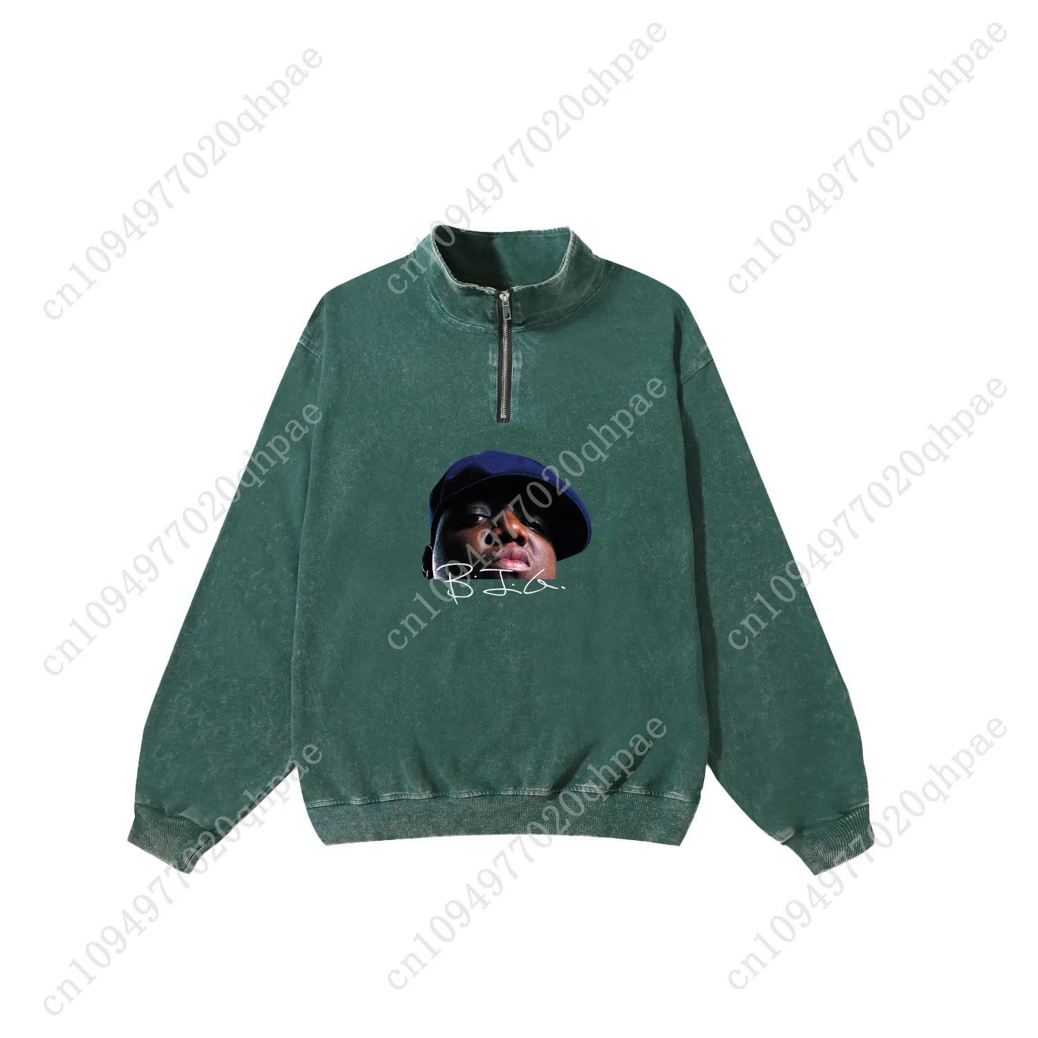 The Notorious B.I.G Retro Sweatshirt Man Woman Teenager Pullover Half Zipper Sweat Shirt Photo Custom Made Tops Sleeved Tshirt