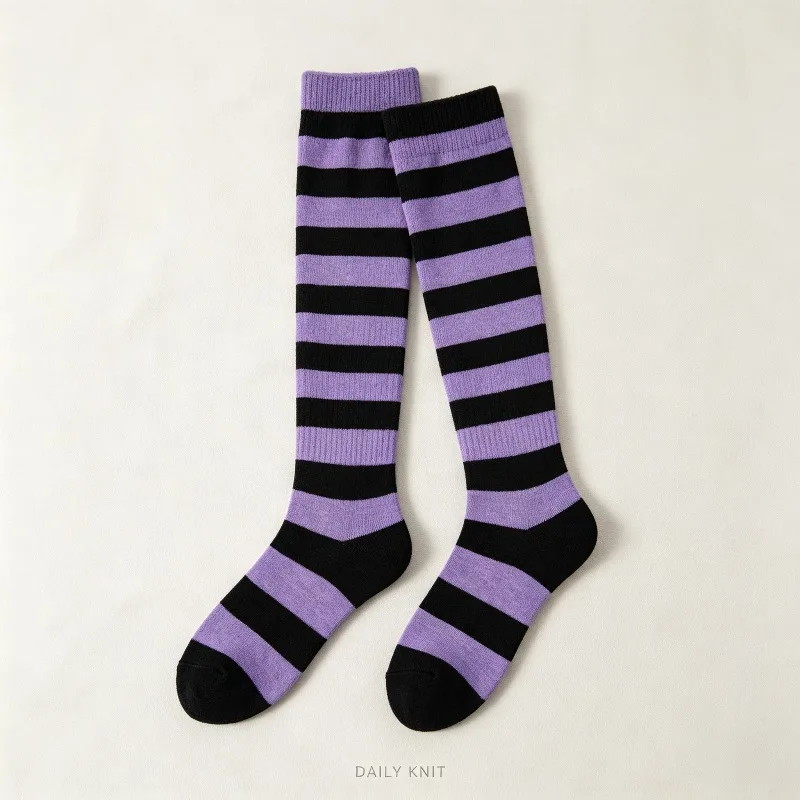 Womens Striped Thigh High Socks Over Knee Long Stockings Blend for Christmas Halloween Cosplay Party