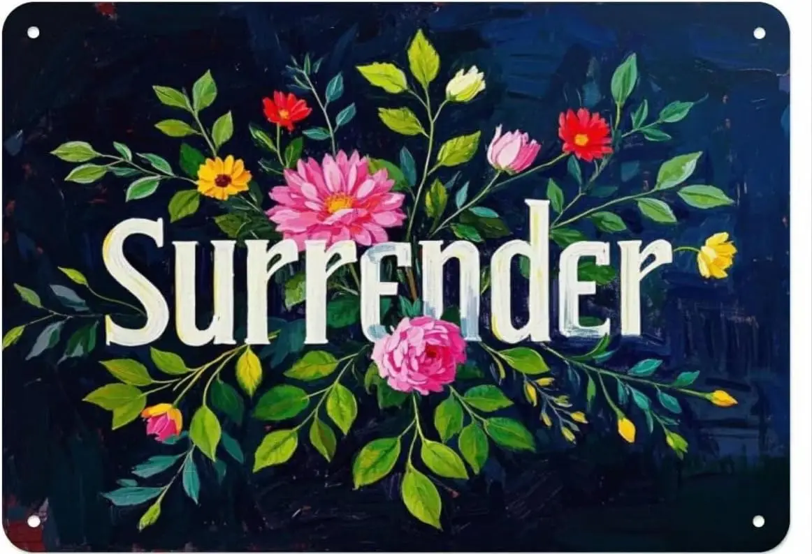 Vintage Metal Sign SURRENDER Aluminum Sign Tin Sign Retro Wall Decor for Home, Office, Bar, Kitchen, Garage